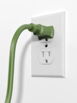 Green us style plug with socket Illustrazione stock