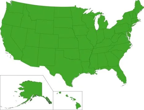 Green usa map Stock Illustration