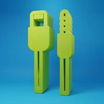Green USB cable cord icon isolated on blue background. Connectors and socke.. Stock Illustration