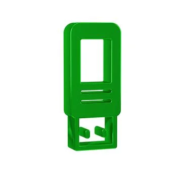 Green USB flash drive icon isolated on transparent background. Stock Illustration