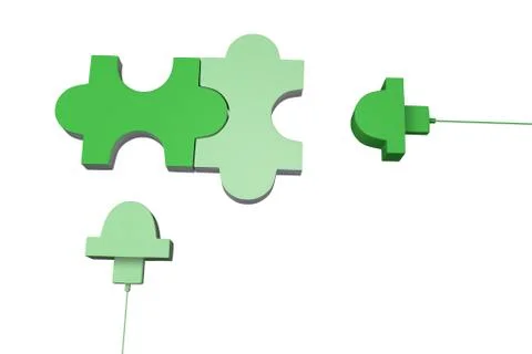 Green usb jigsaw 스톡 일러스트