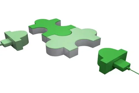 Green usb jigsaw Stock Illustration