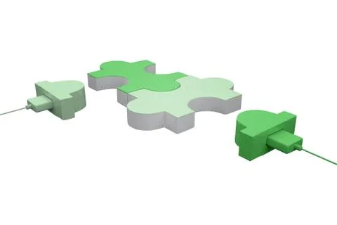 Green usb jigsaw Stock Illustration