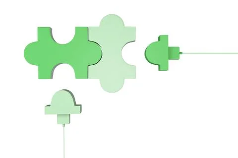Green usb jigsaw 스톡 일러스트