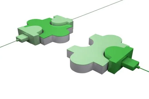 Green usb jigsaw 스톡 일러스트