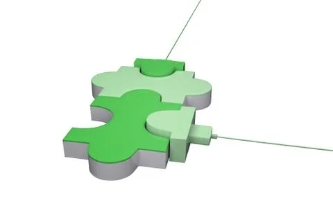 Green usb jigsaw Stock Illustration