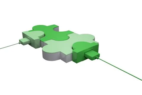 Green usb jigsaw Stock Illustration