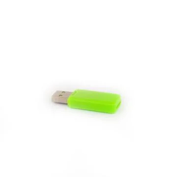 Green USB memory stick isolated on white Stock Photos