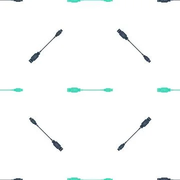 Green USB Micro cables icon isolated seamless pattern on white background Illustrazione stock