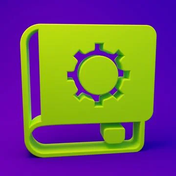 Green User manual icon isolated on purple-blue background. User guide book... Stock Illustration