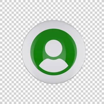 Green User Profile Icon Glossy 3D Button On Transparent Background Stock Illustration