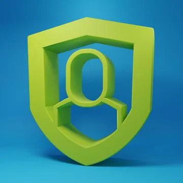 Green User protection icon isolated on blue background. Secure user login, .. Stock Illustration