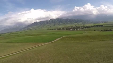 Green valley from above Stock Footage 54580444