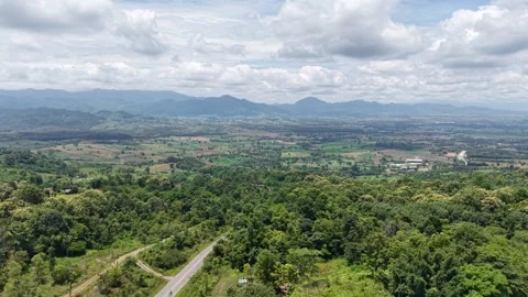 Green Valley and Cloudy Mountain Scenery Video stock 316360067