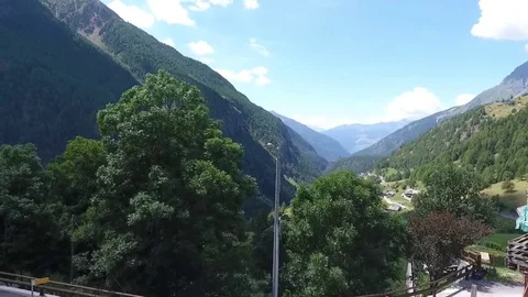 Green valley between mountains Stock Footage 79753701