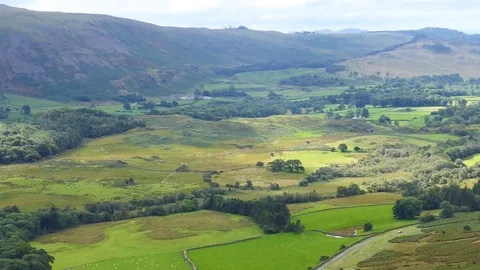 Green valley of fields and hills. England. Stock Footage 82758533