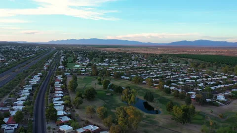 Green Valley golf course with ponds, aerial forward Stock Footage 162254685