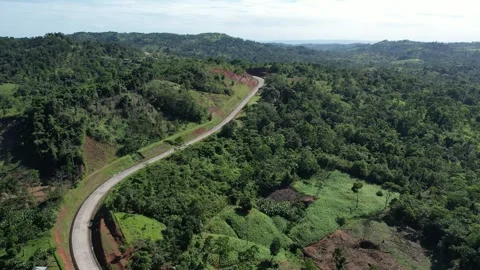 Green valley hills with empty road Video stock 260110286