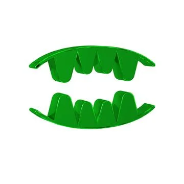 Green Vampire teeth icon isolated on transparent background. Happy Hallowee.. 스톡 일러스트