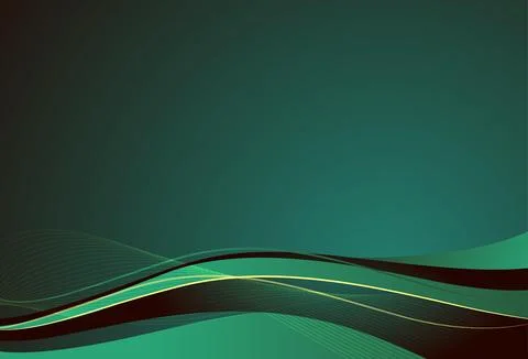 Green vector abstract background template with yellow lines and wavy elements Illustrazione stock