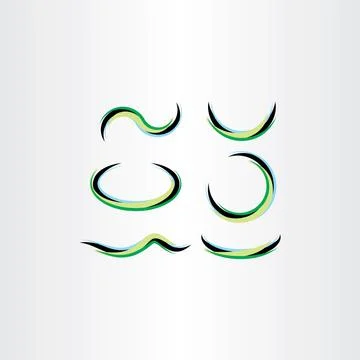 Green vector abstract wave design elements set collection Illustrazione stock