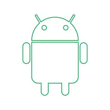 Green vector android line icon isolated on white background Stock Illustration