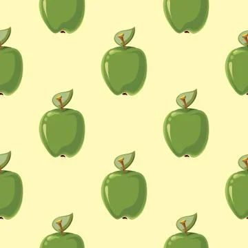 Green vector apples seamless background Illustration