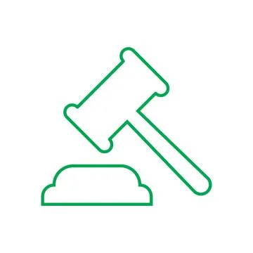 Green vector auction line icon isolated on white background Stock Illustration