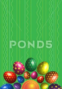 Green vector background with colorful easter eggs. イラスト素材