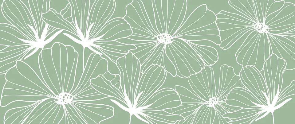 Green vector background with flowers Stock Illustration