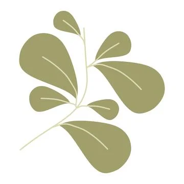 Green Vector Branch with Leaves logo. Flat or Cartoon Foliage, Organic cosmet Stock Illustration