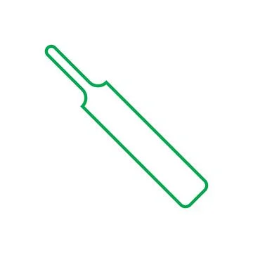 Green vector cricket bat line icon isolated on white background Stock Illustration