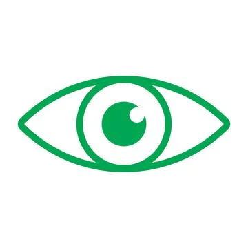Green vector eye line icon isolated on white background Stock Illustration