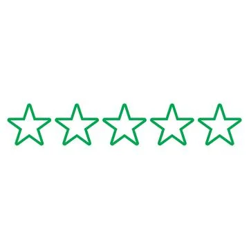 Green vector five stars line icon isolated on white background Stock Illustration