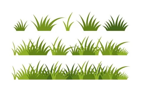 Green vector grass, horizontal border. A set of elements for design, green Stock Illustration