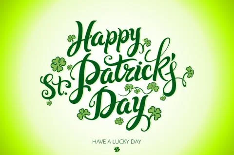 Green Vector Happy Saint Patricks Day design. lettering typography. Hand sket Illustrazione stock