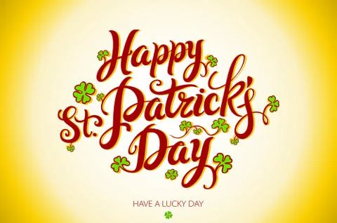 Green Vector Happy Saint Patricks Day design. lettering typography. Hand sket Stock Illustration