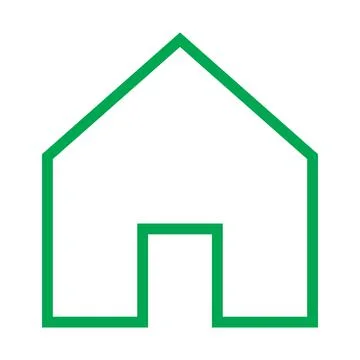 Green vector home line icon isolated on white background Illustrazione stock