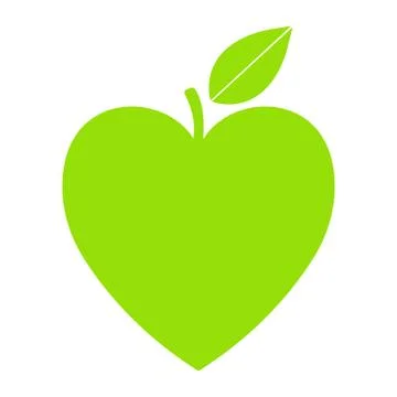 Green vector icon with heart shape and leaf. Can be used for eco, vegan, herbal Illustrazione stock