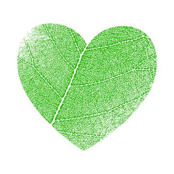 Green vector icon with heart shape and two leaves. Stock Illustration