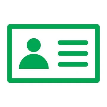 Green vector id card or identity card line icon isolated on white background Stock Illustration