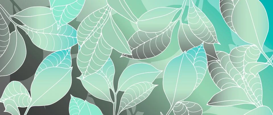 Green vector illustration with branches and leaves for decor Stock Illustration
