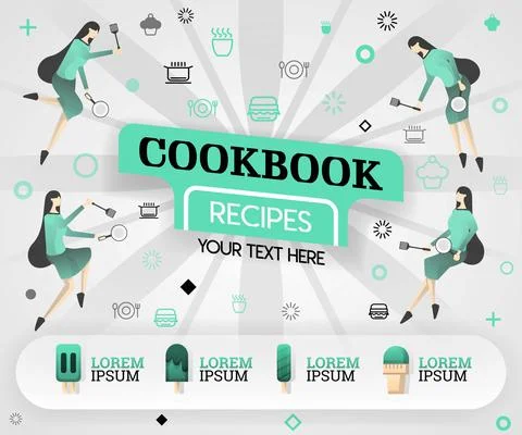 Green vector illustration concept. cookbook recipes recipes cover book.  heal Stock Illustration