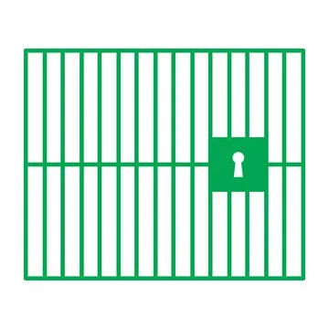 Green vector jail or prison icon isolated on white background Stock Illustration