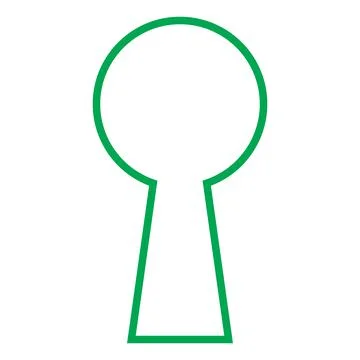 Green vector keyhole line icon isolated on white background Stock Illustration