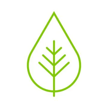 Green vector leaf line icon isolated on white background Stock Illustration