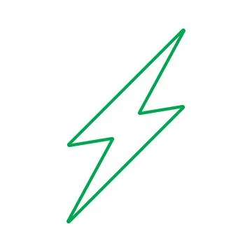 Green vector lightning electric line icon isolated on white background Stock Illustration