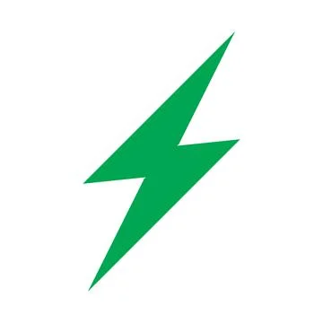 Green vector lightning electric solid icon isolated on white background Stock Illustration