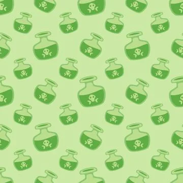 Green vector magic potions with deadly poison seamless pattern Stock Illustration