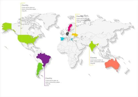 Green Vector Map of The World Infographic. Stock Illustration
